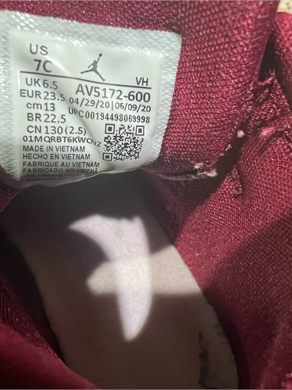 Nike Jordan Toddler Red/Pink/Maroon High-Top Sneakers 7C